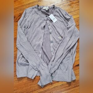 NWT-LOFT Metallic Dusty Rose Cardigan Sweater Size Small